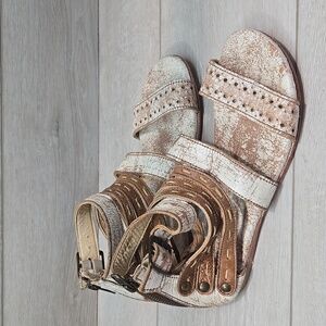 🤍🤎 Bed Stu Distressed White and Brown Artemis Sandals
